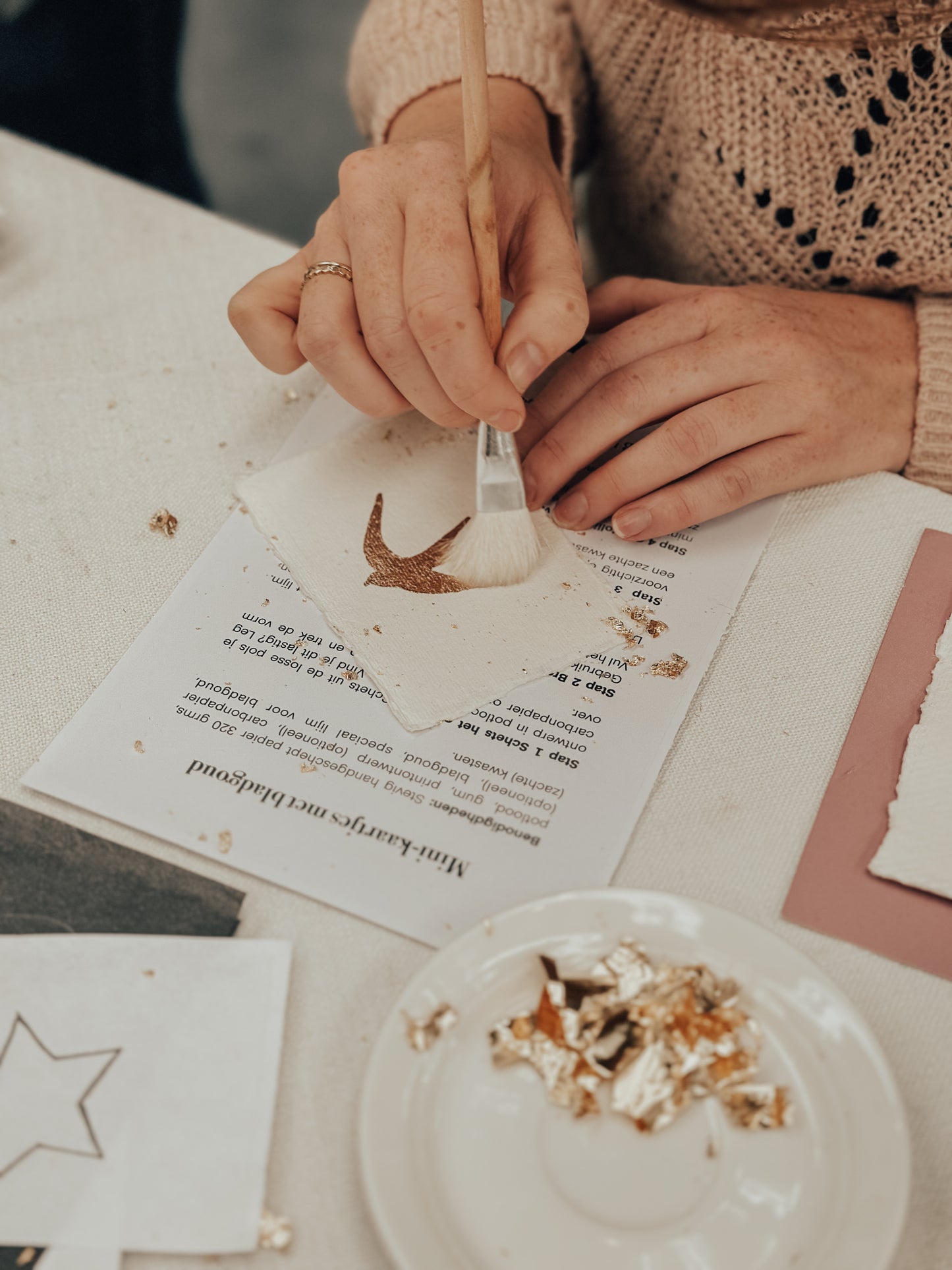 DIY pakket kaartjes met bladgoud